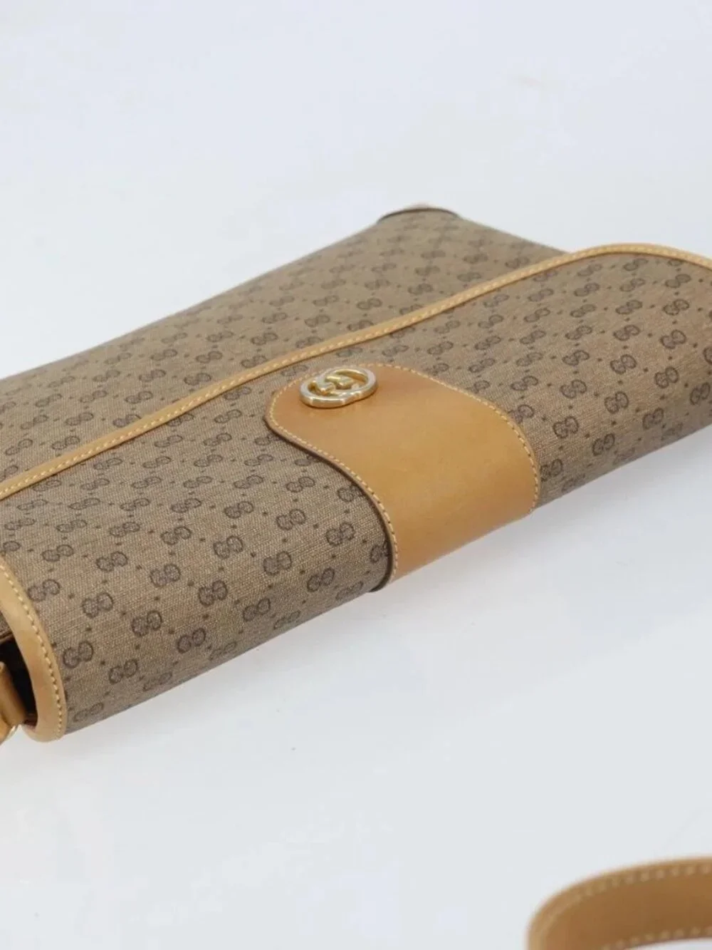 GUCCI Micro GG Supreme Shoulder Bag PVC Beige Gold Auth 173871 - Picture 7 of 15